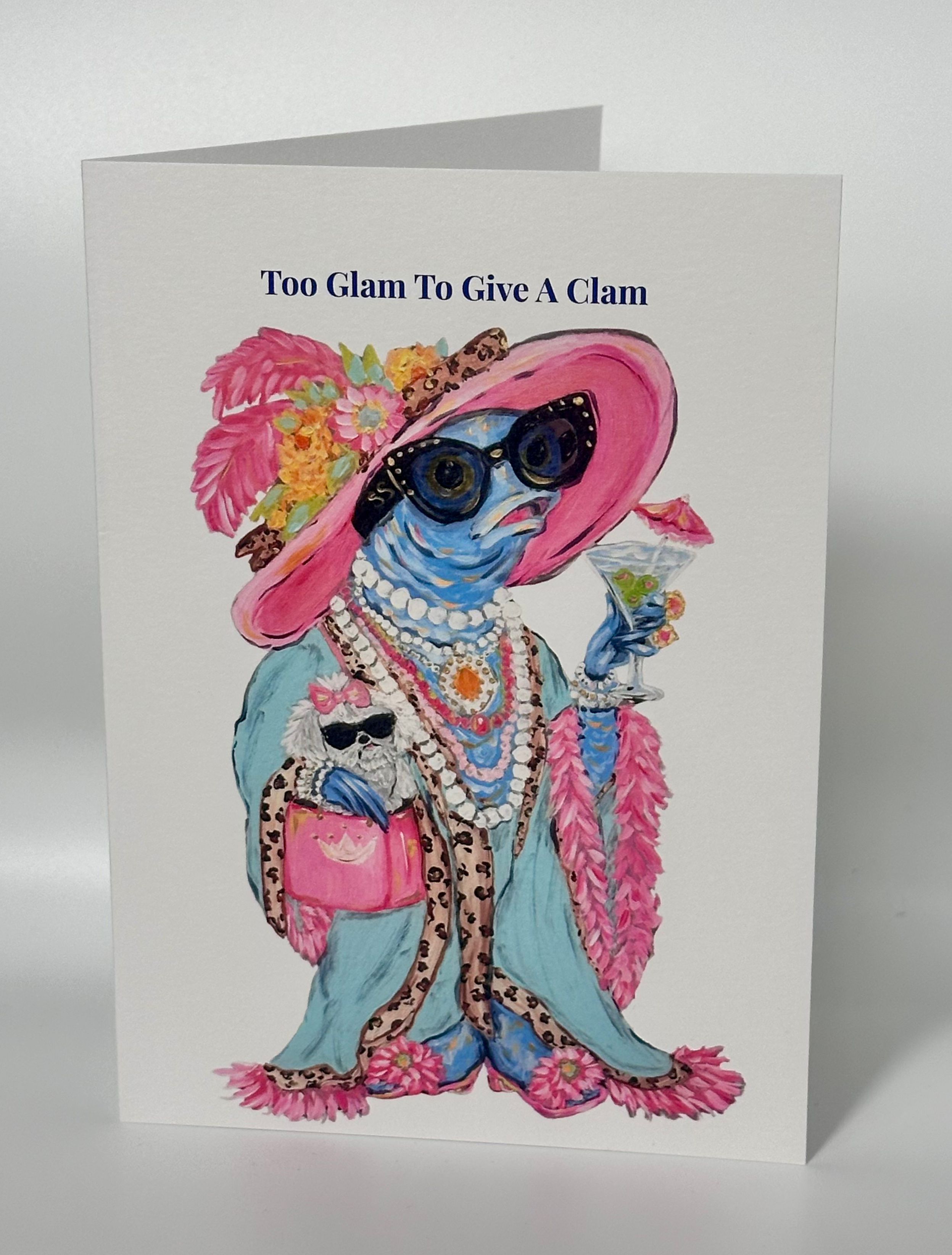 Too Glam To Give A Clam - Note Card