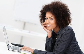 Mulher, com, laptop