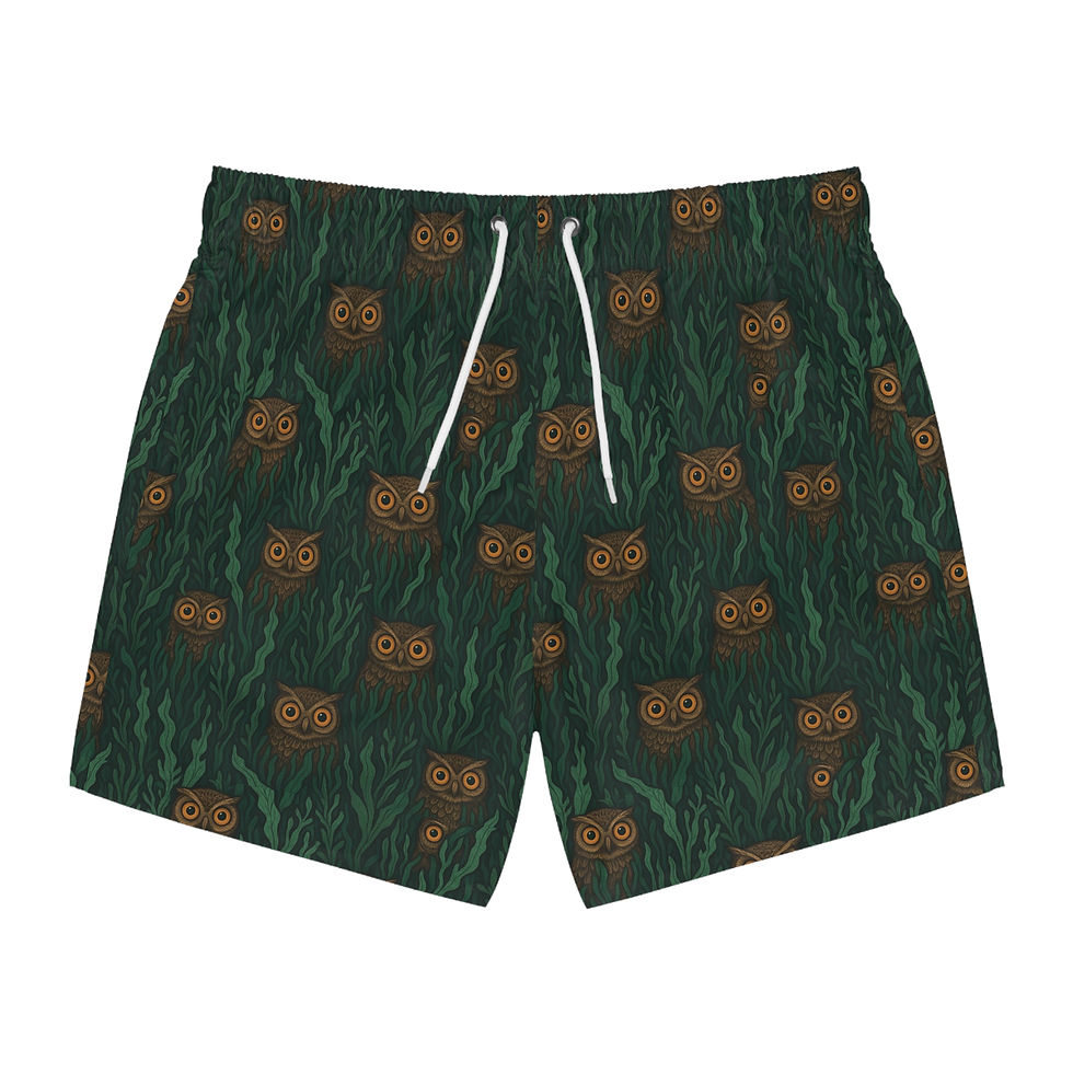 Owl Pattern Swim Trunks