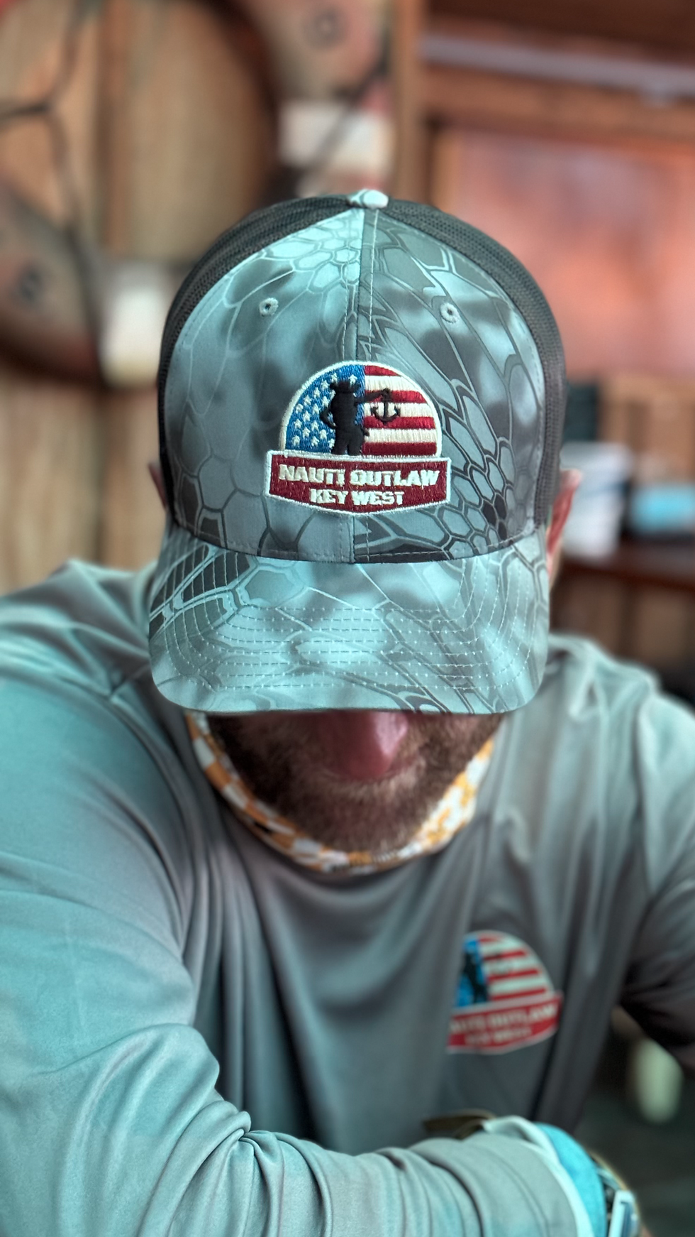 Thumbnail: Gray Fish Scale Camo Hat USA