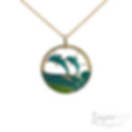 Thumbnail: 14k Yellow Gold Enamel Dolphin Diamond Pendant