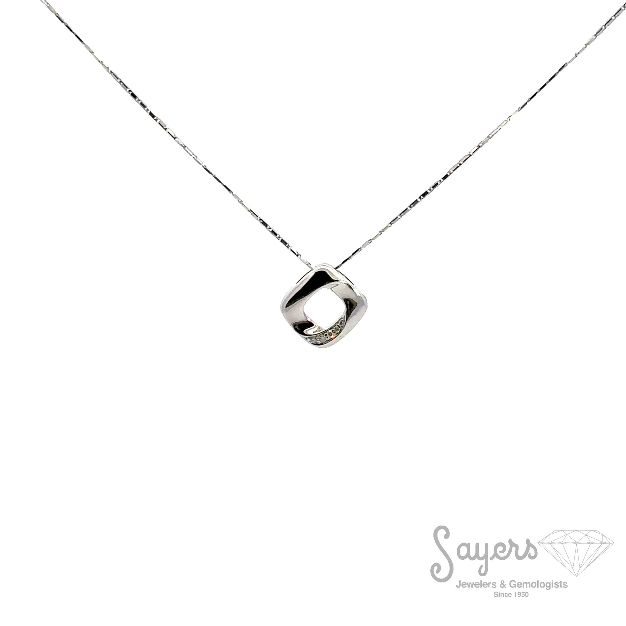 14k Square Diamond Pendant