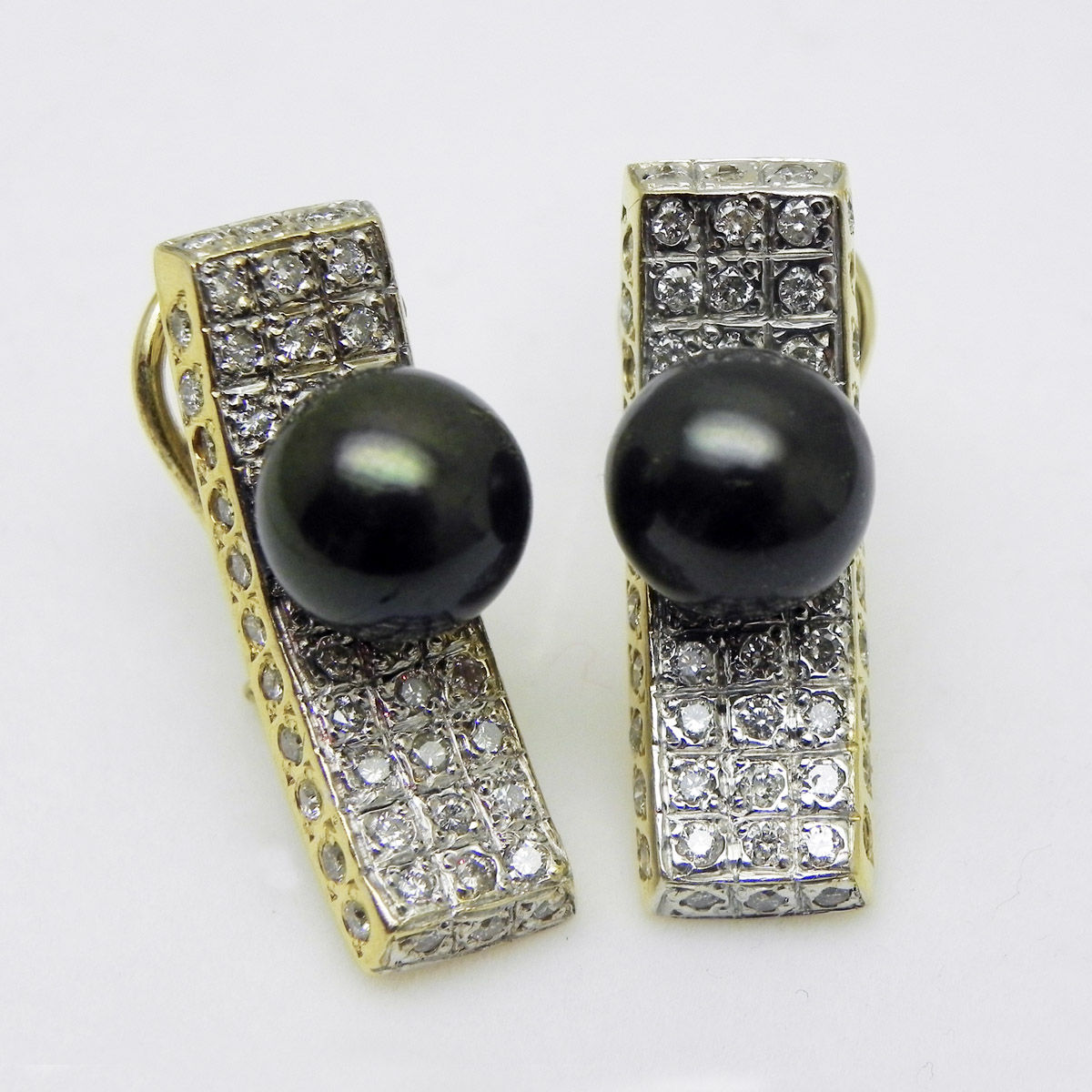 Custom Diamond and Pearl Earrings [ESTATE]