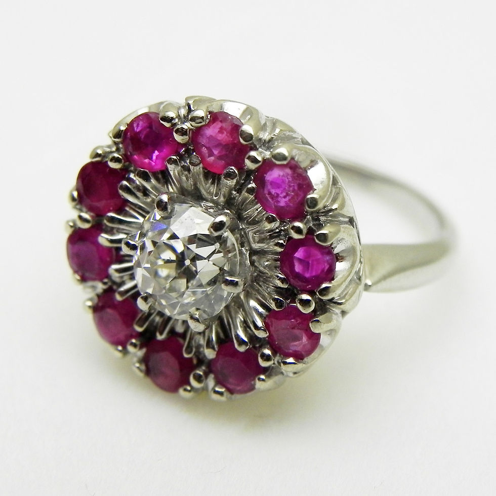Thumbnail: 14k Diamond & Ruby Ring [VINTAGE]