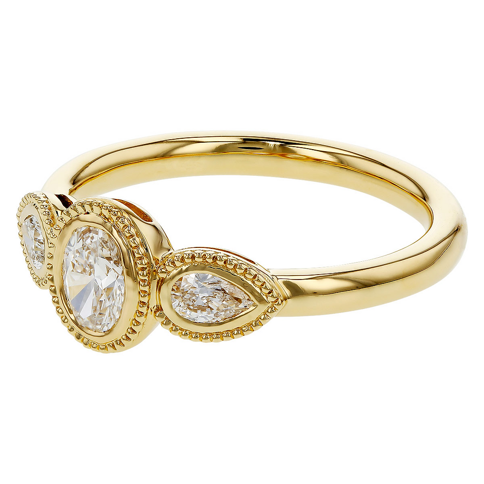 Thumbnail: 14k Yellow Gold 3-Stone Diamond Ring