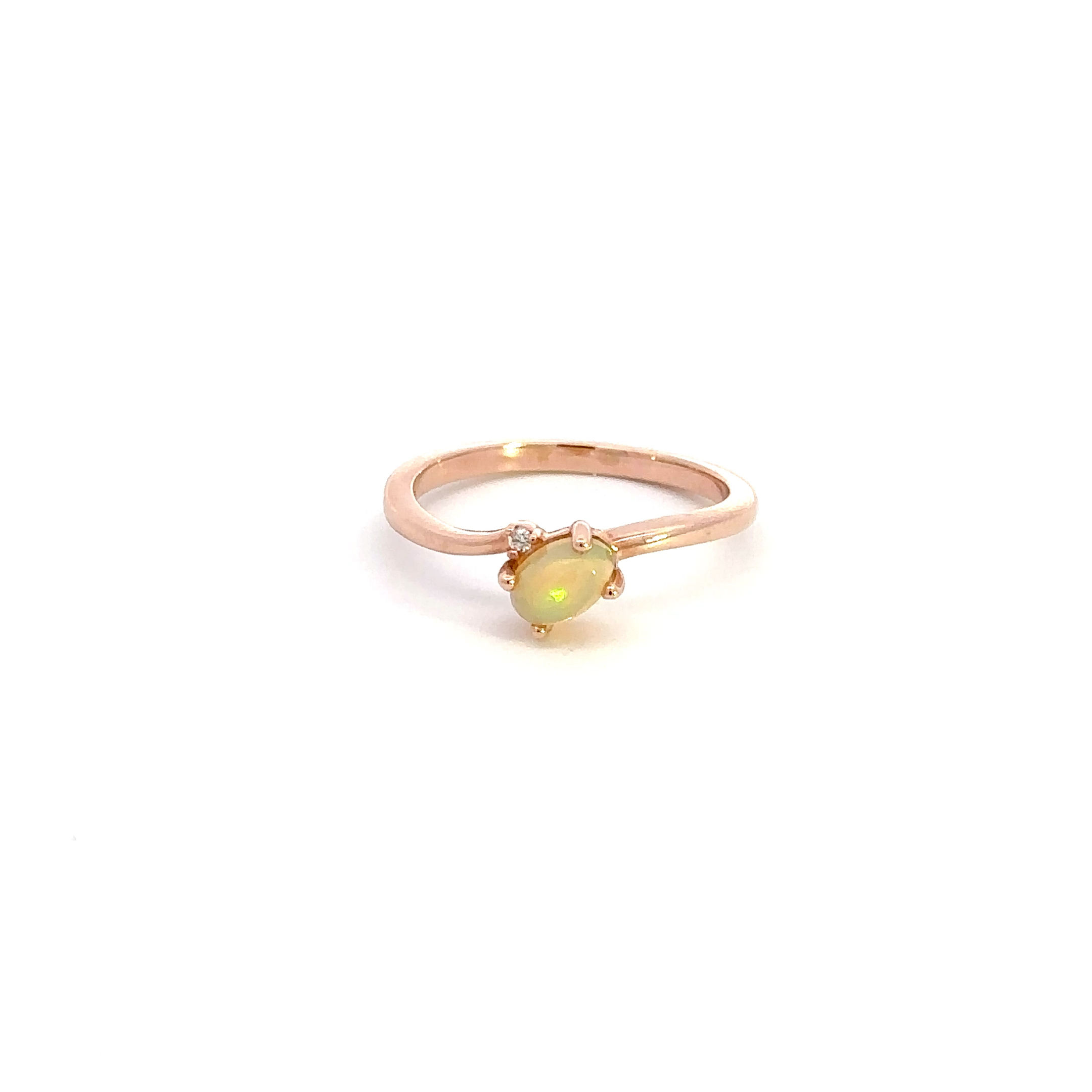 14k Rose Gold Opal & Diamond Ring