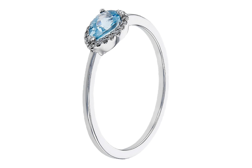 Thumbnail: 14k White Gold Aquamarine & Diamond Ring