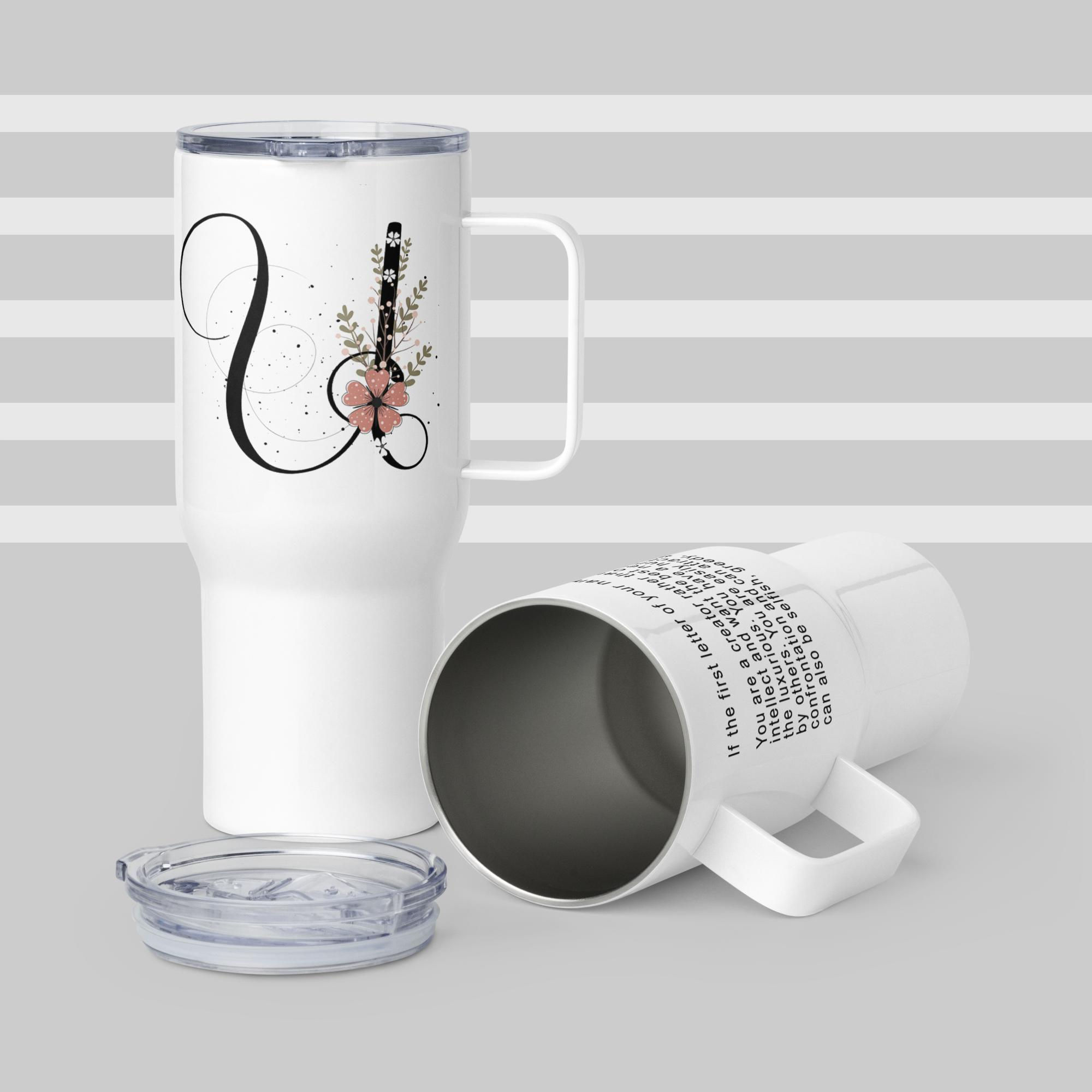 travel mugs with alphabet letter u