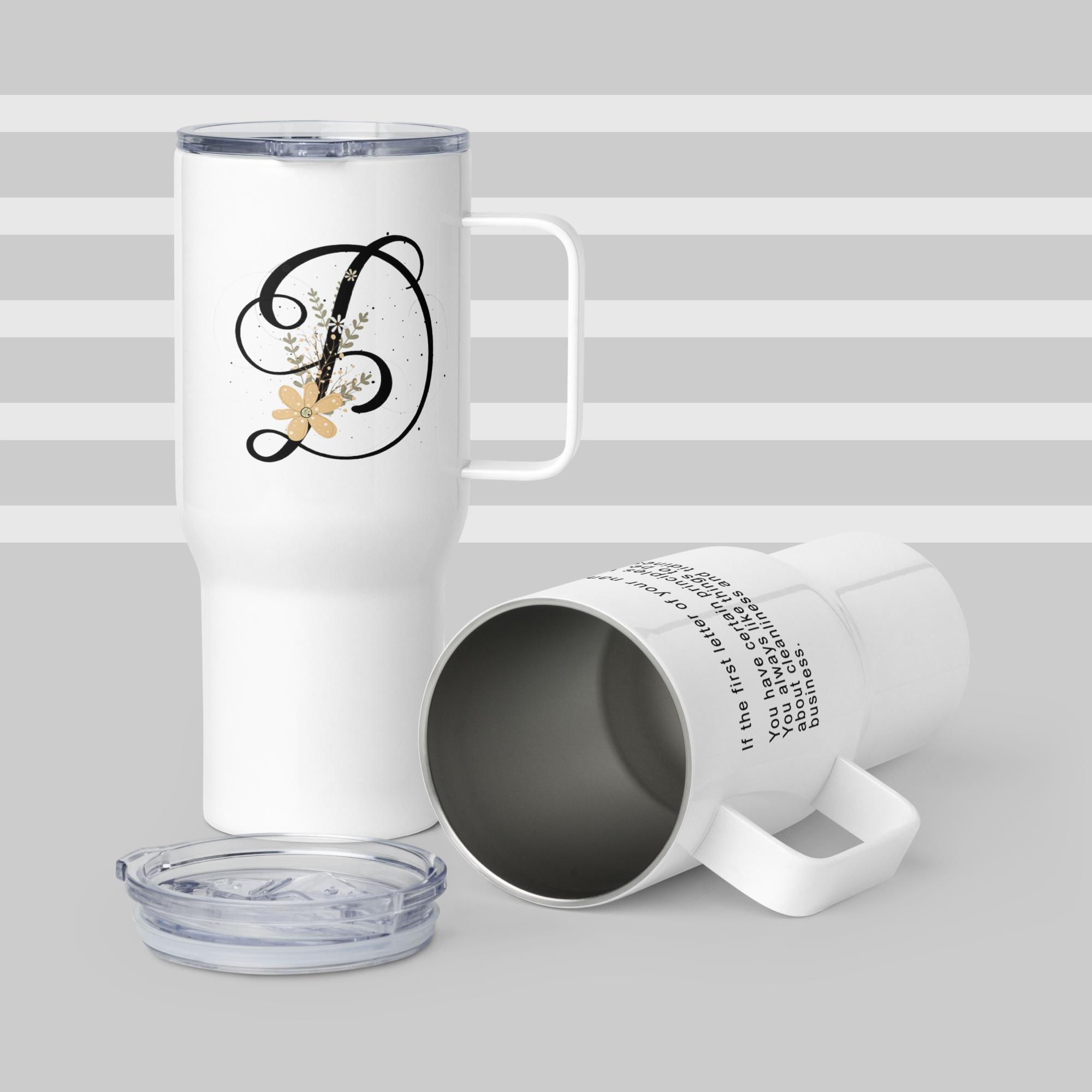 travel mugs with alphabet letter d