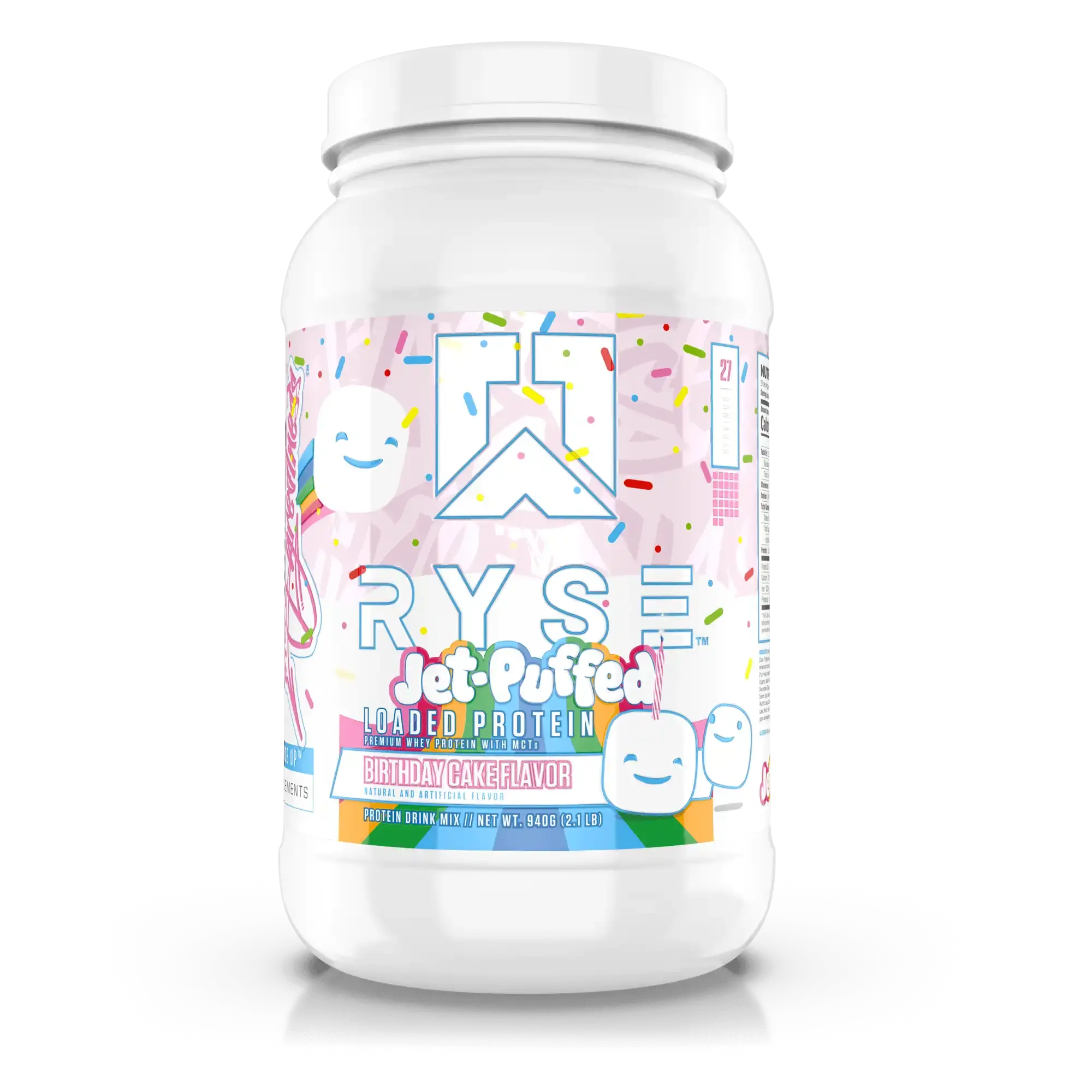 RYSE Whey Protein Isolate Concentrate Powder Jet-Puffed Birthday Cake