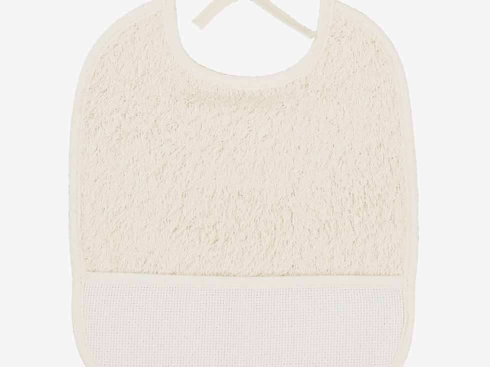 Miniature : DMC / 0~3 Months Bib - Towel Blue-Pink-Ivory-White with Ready-to-Stitch Aida