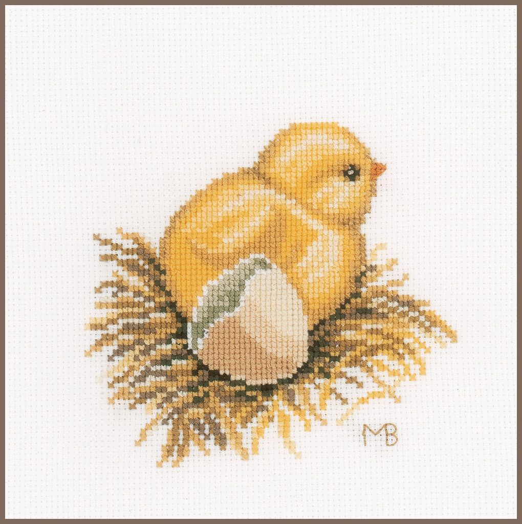 LanArte (the Art of Stitching) / PN-0165382 Chick with Eggshell (1) by ©Marjolei