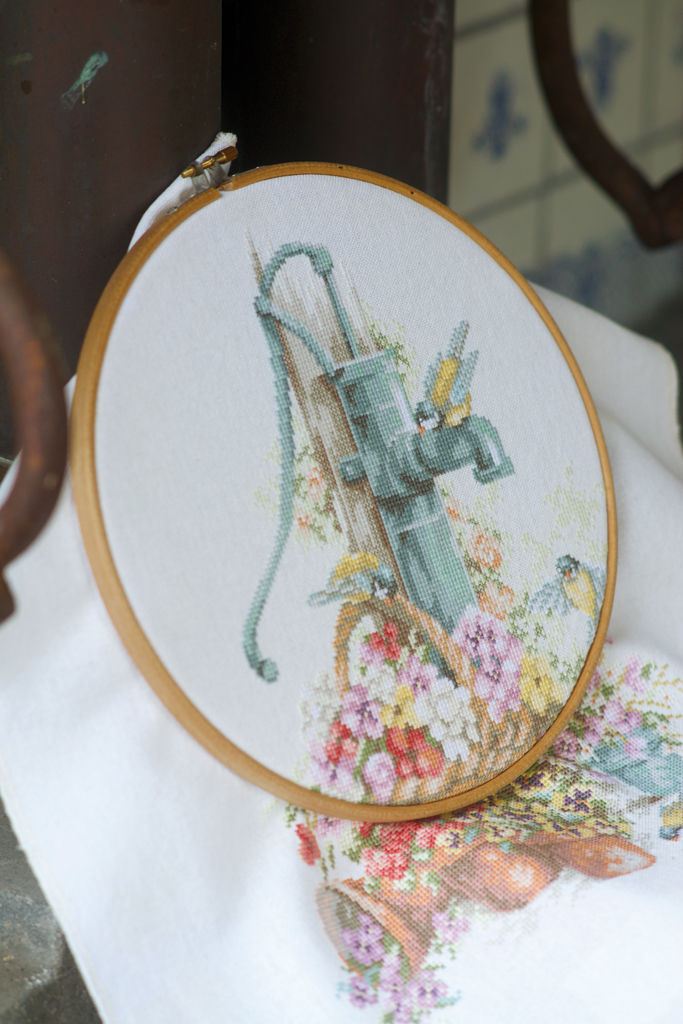 Thumbnail: LanArte/PN-0007958 Birds at the Water Pump by ©Willem Haenraets/Cross Stitch Kit