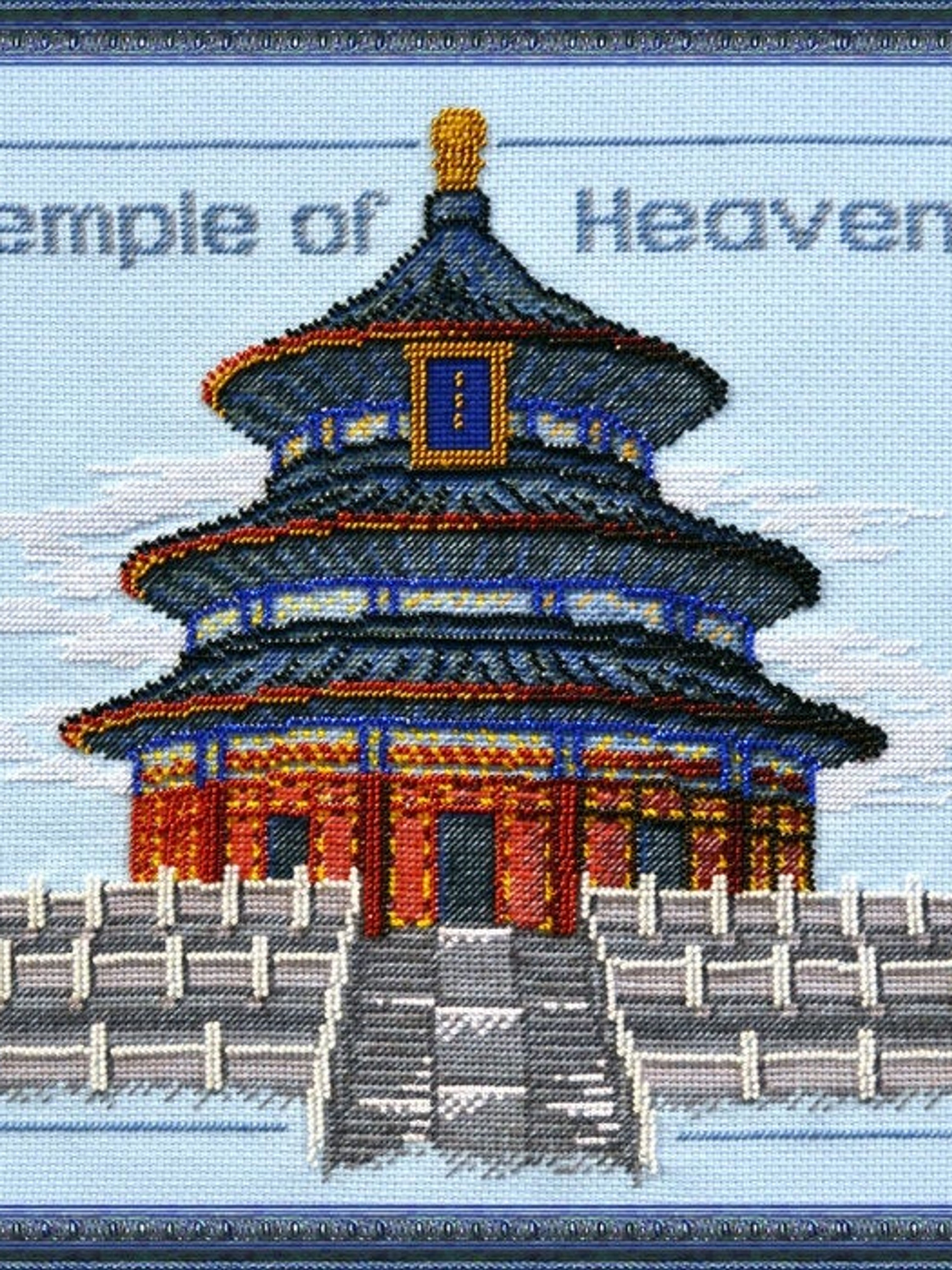 OVEN / 677 Temple of Heaven, Embroidered with Beads / Cross Stitch Kit