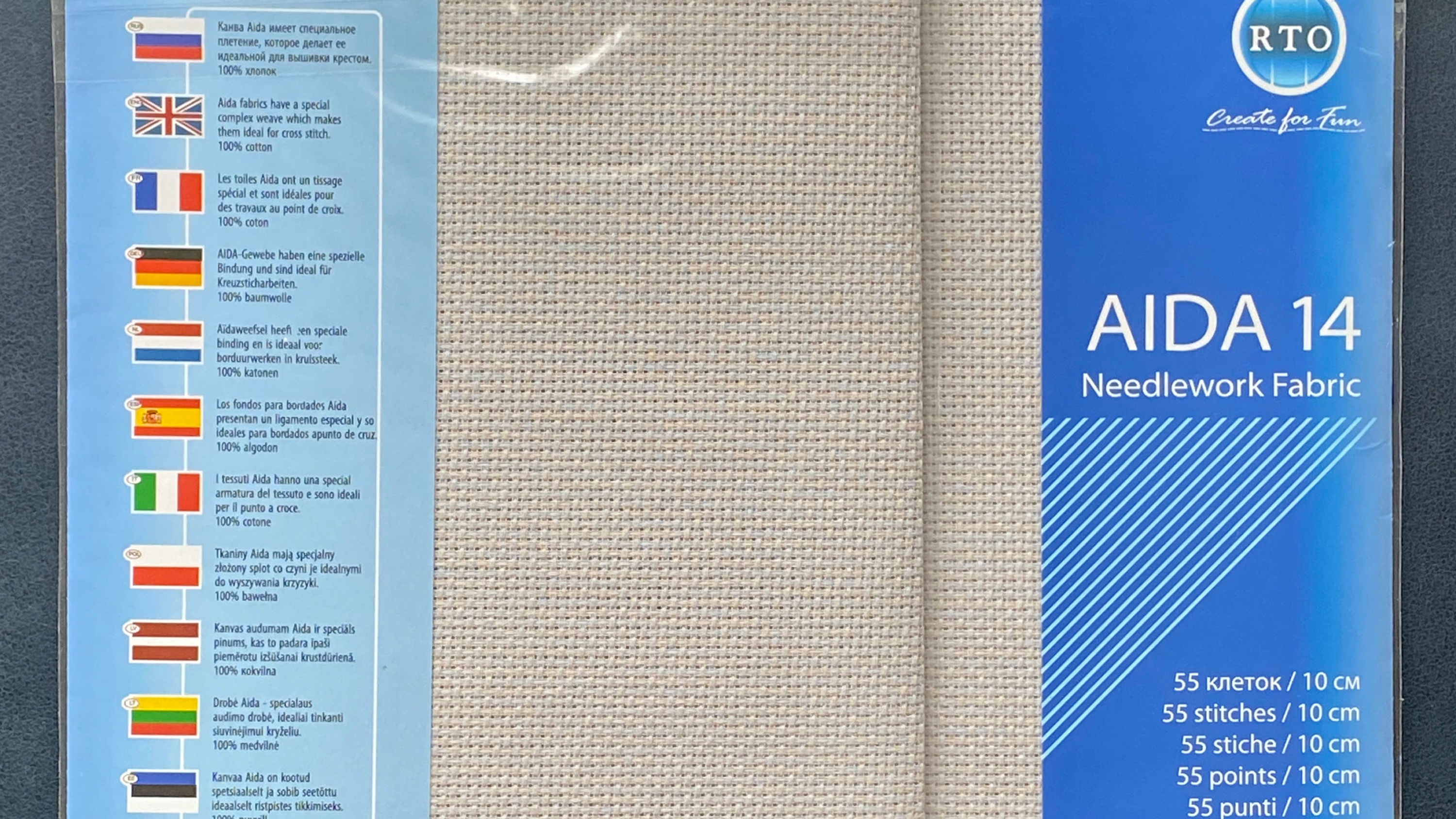 RTO / Pre-cut Fabric Aida 14 Count Grey 39x45cm / AIDA14-713