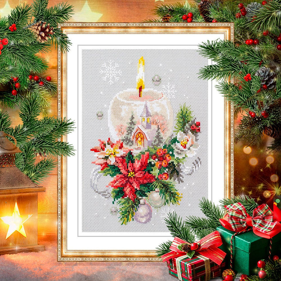 Thumbnail: Magic Needle / Сhristmas Candle 16x23 cm, 100-231 / Cross Stitch Kit