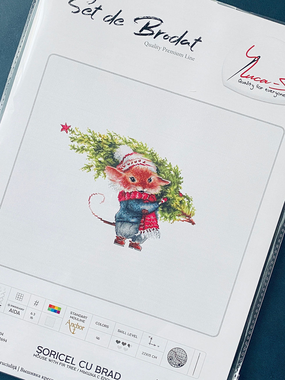 Thumbnail: Luca-S / B1169 Mouse with Fir Tree / Cross Stitch Kit