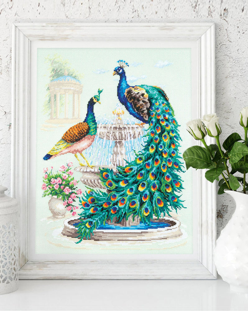 Thumbnail: Magic Needle / 130-001 Peacocks, 30 x 40 cm / Cross Stitch Kit