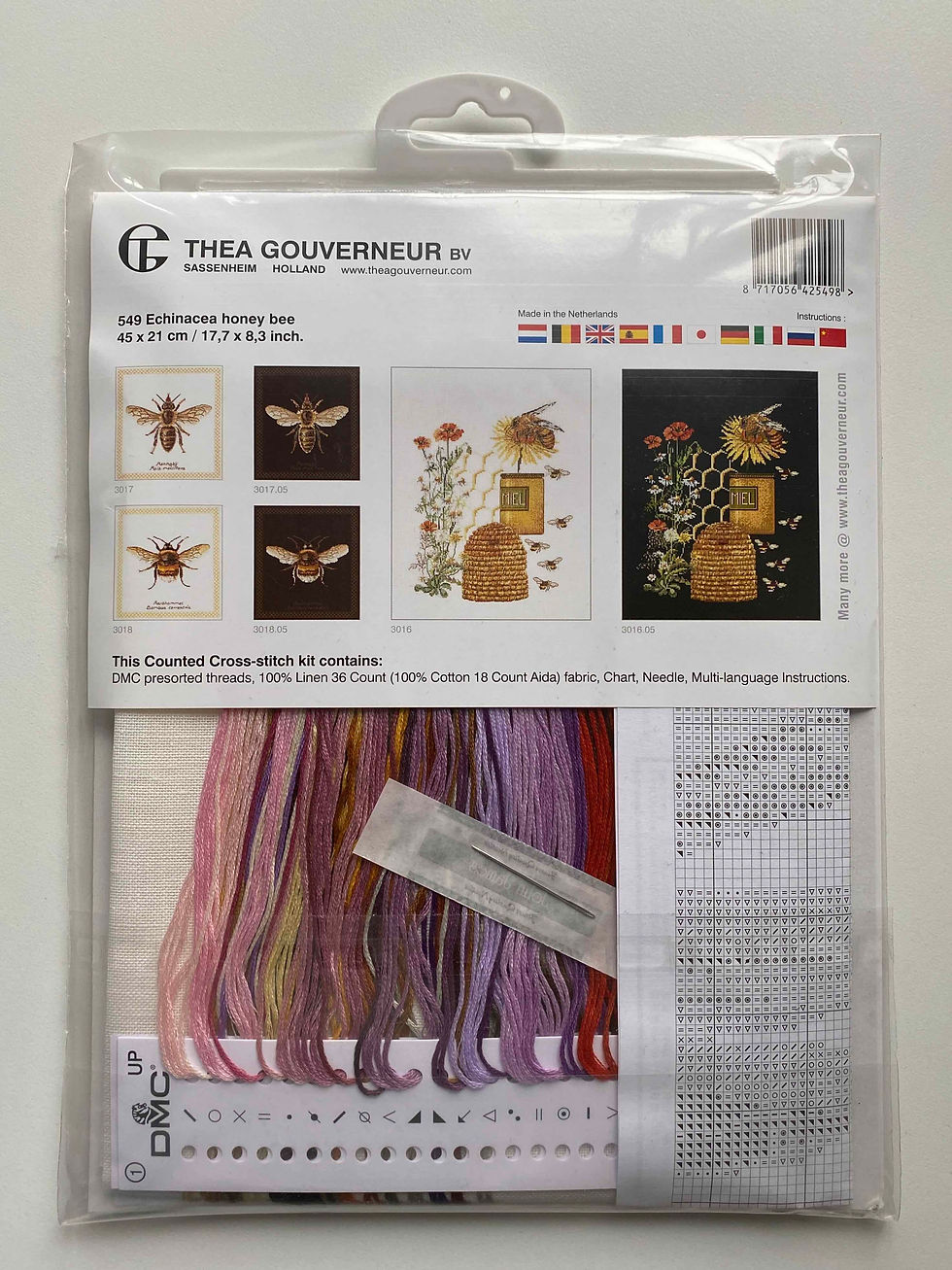 Thumbnail: Thea Gouverneur / 549 Echinacea Honey Bee / Cross Stitch Kit