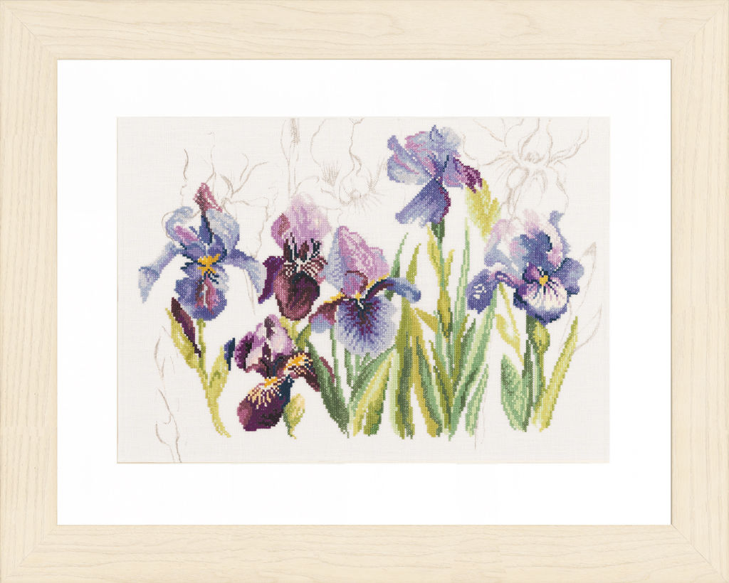 LanArte / Blue Flowers - Irisses, PN-0008027 / Cross Stitch Kit
