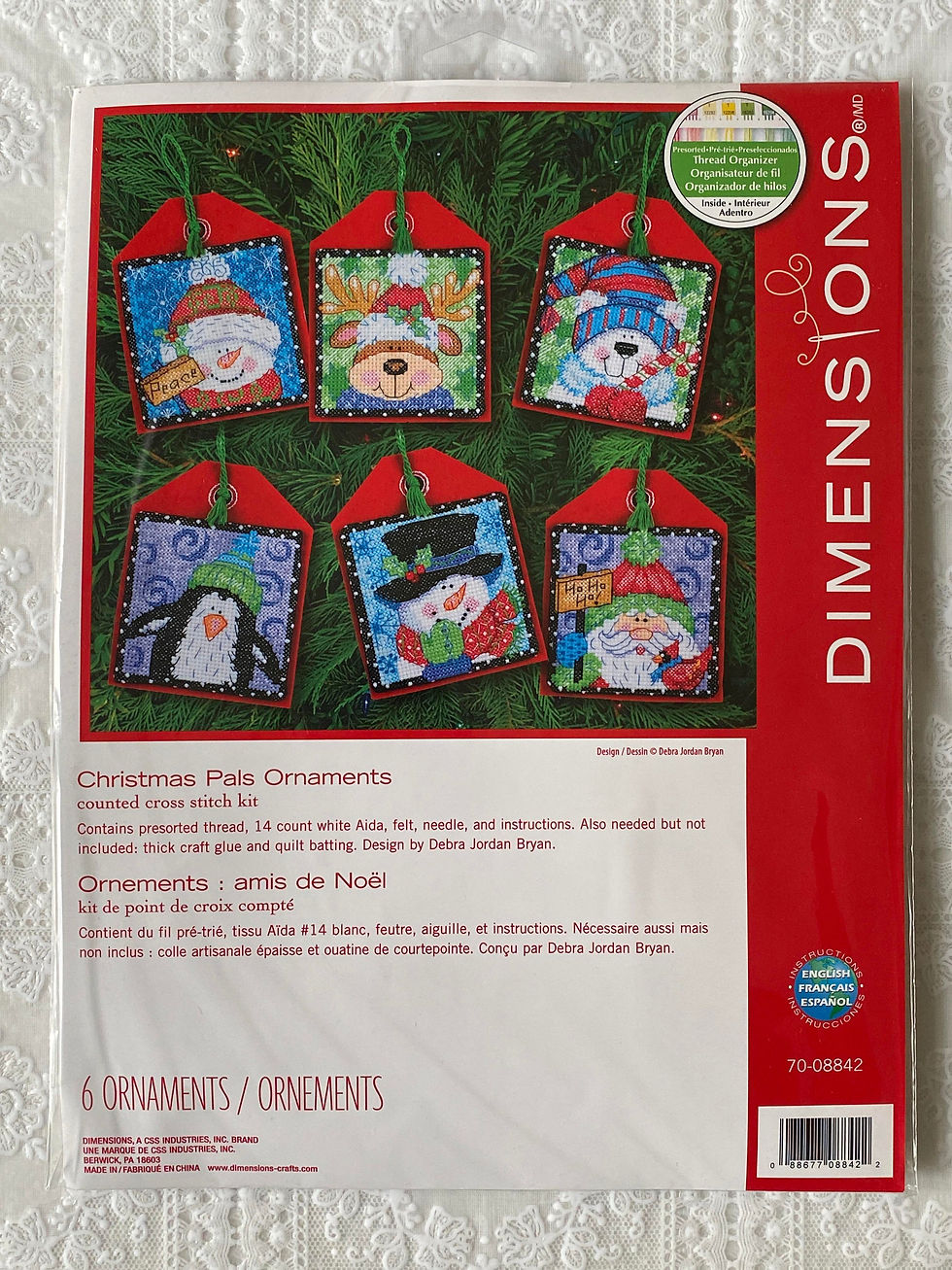 Miniature : Dimensions / 70-08842 Christmas Pals Ornaments, Set of 6 / Cross Stitch Kit