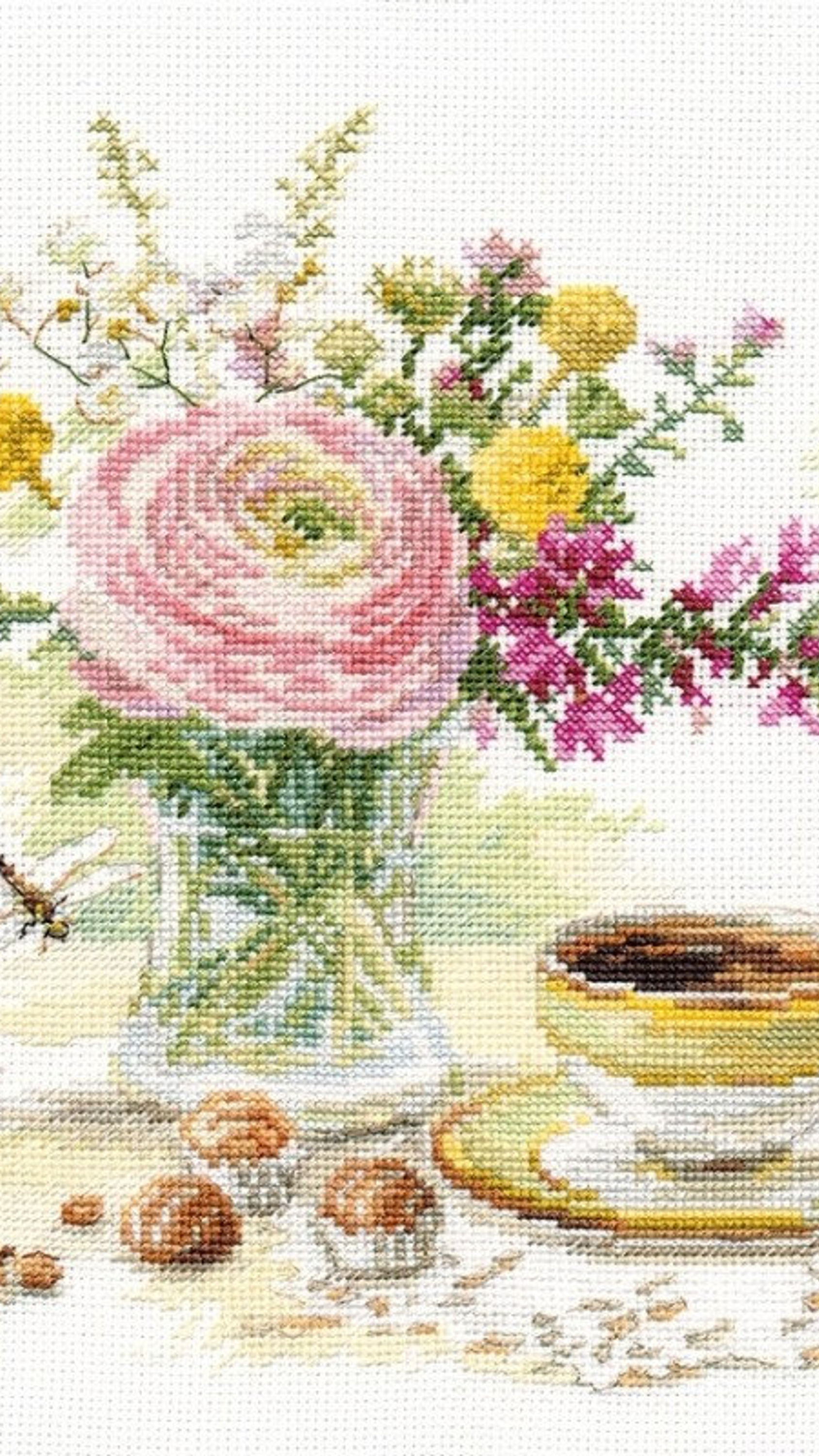 Alisa / MORNING COFFEE, 23x22 cm, 5-18 / Cross Stitch Kit