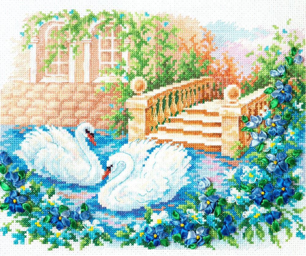Magic Needle / 64-07 Swan faithfulness, 26 x 21 cm / Cross Stitch Kit