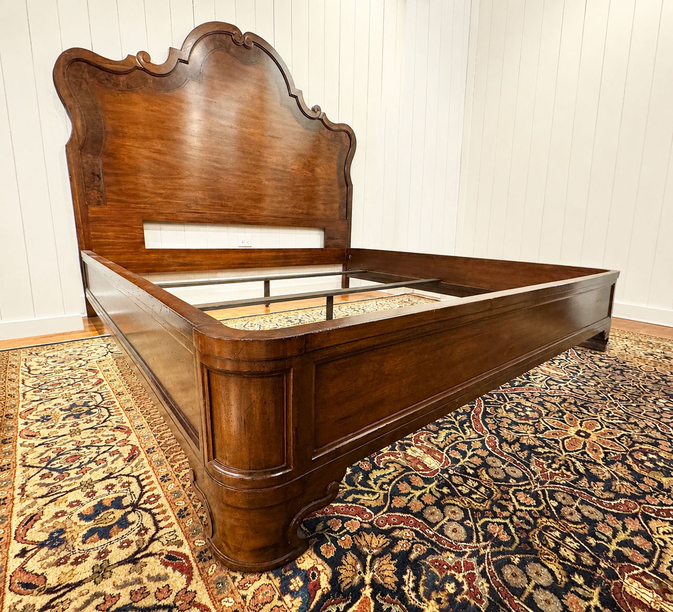 Henredon Carved Walnut King Size Bed Frame