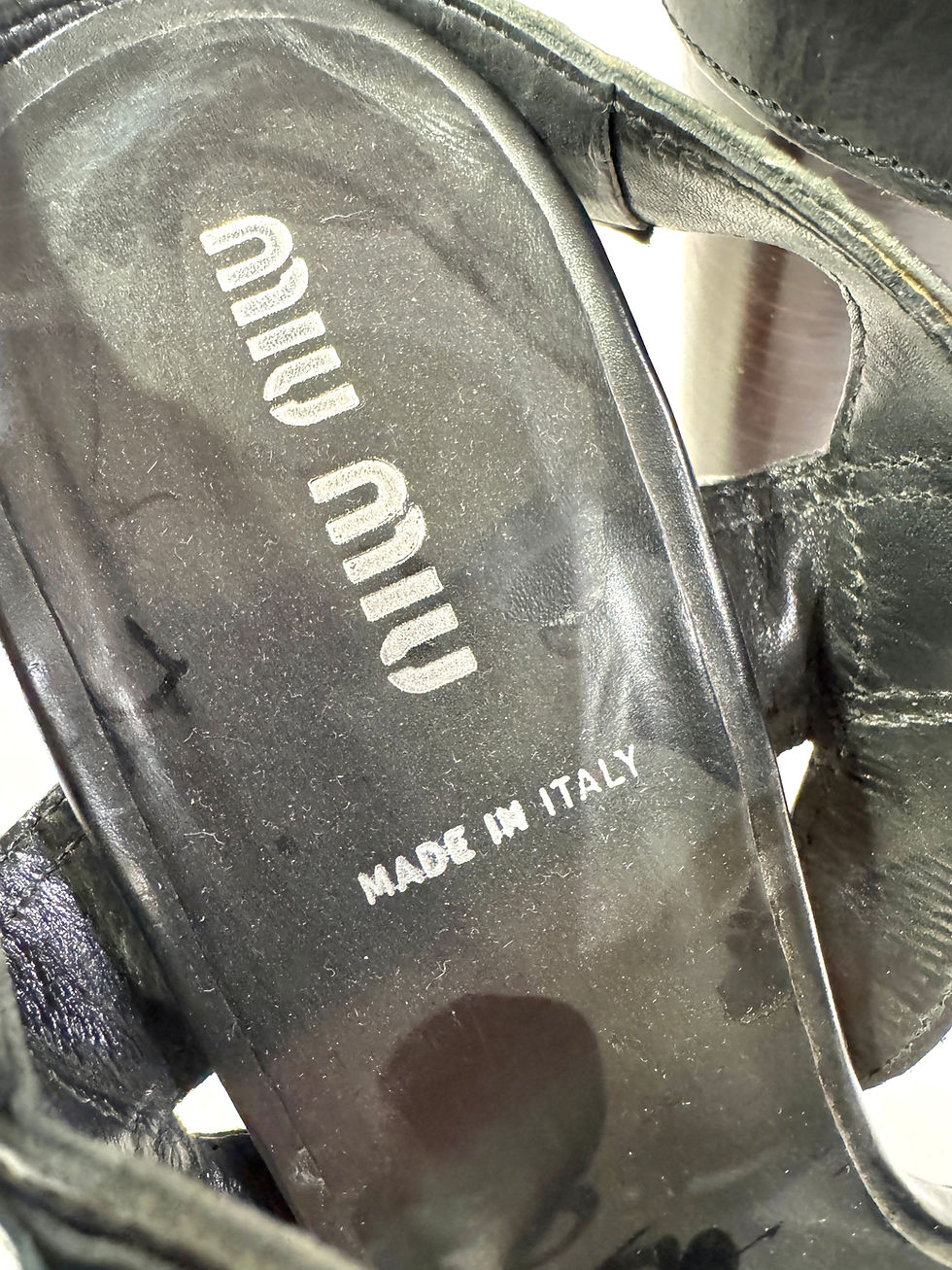 Thumbnail: Miu Miu Black Leather Platform Sandals Size 38