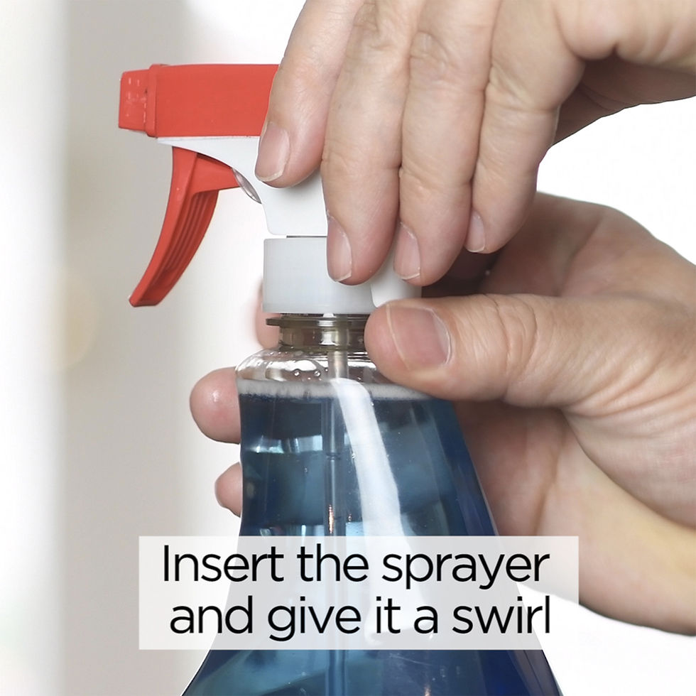 Thumbnail: Closing spray bottle filled with Blue HopePodz cleaning pod dissolved in water