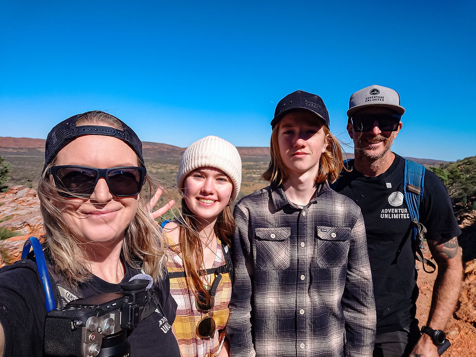 Photo of Karleah, Lilu, Roam and Paul at Serpentine Gorge