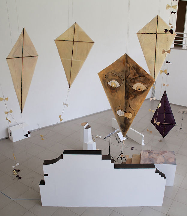 While Dictators Rage 2014, installation view from the front. Tel-Aviv University Art Galle