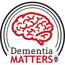 Dementia Matters Logo of a Brain outline in Red and "Dementia Matters" written below it