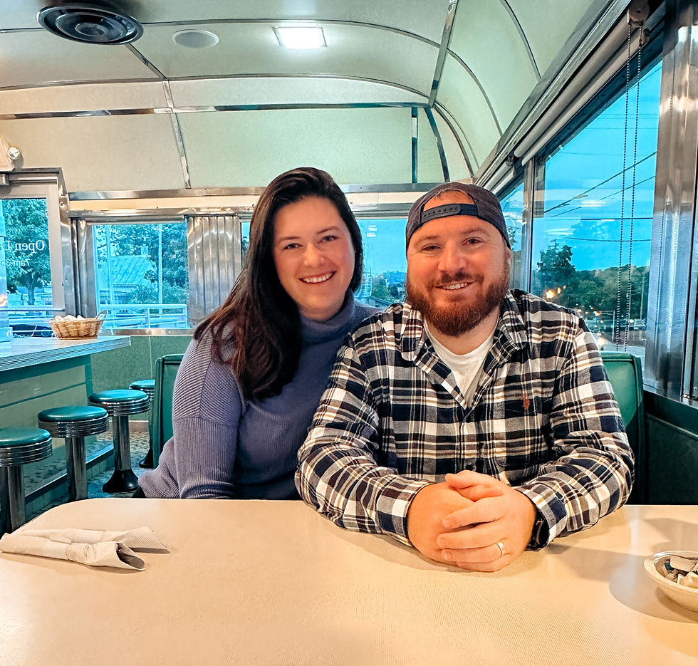 Man and woman sitting in a diner in Downtown Baraboo