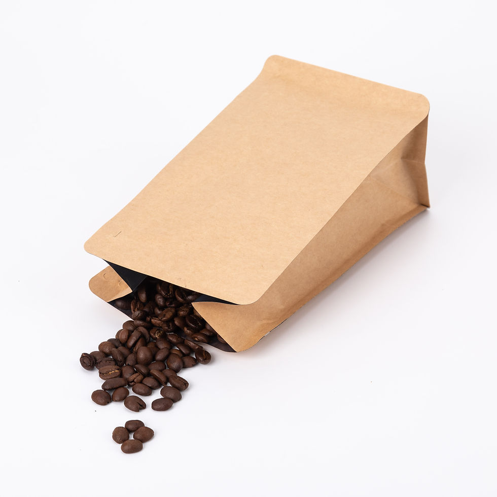 Thumbnail: Kraft Paper Bag, Flat Bottom Pouch, 250g,	pocket zip with valve