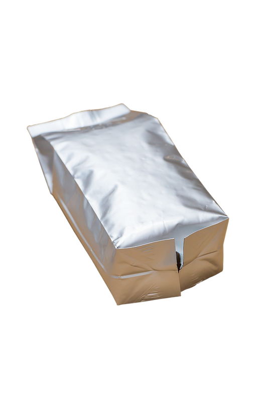 Plastic Bag, Side Gusset Pouch, Silver, No Zip, With Valve, 250g