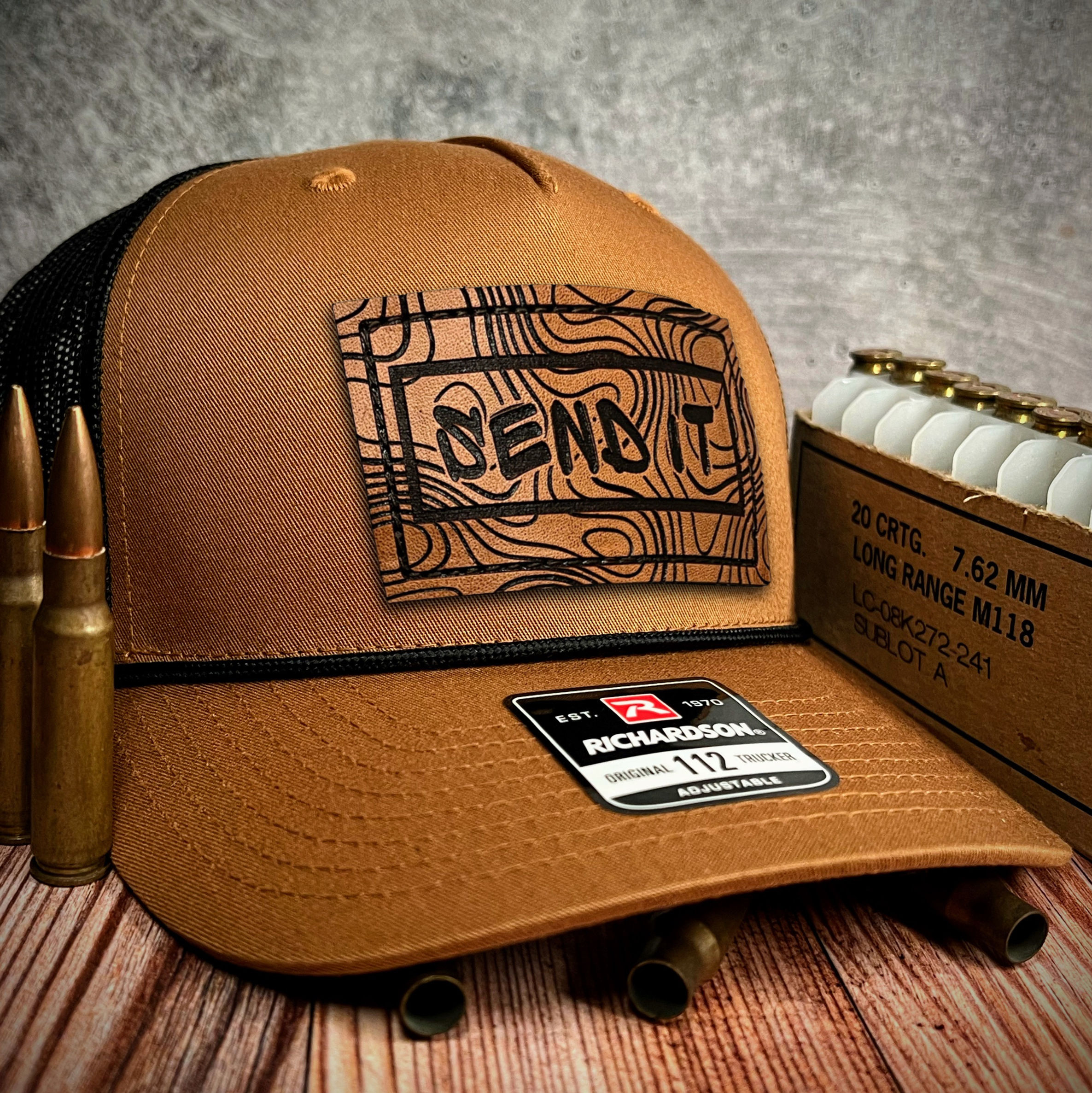Send It - 5 Panel Rope Caramel & Black Curved Trucker