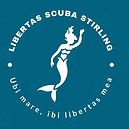 The Libertas Scuba logo written around a picture of a mermaid