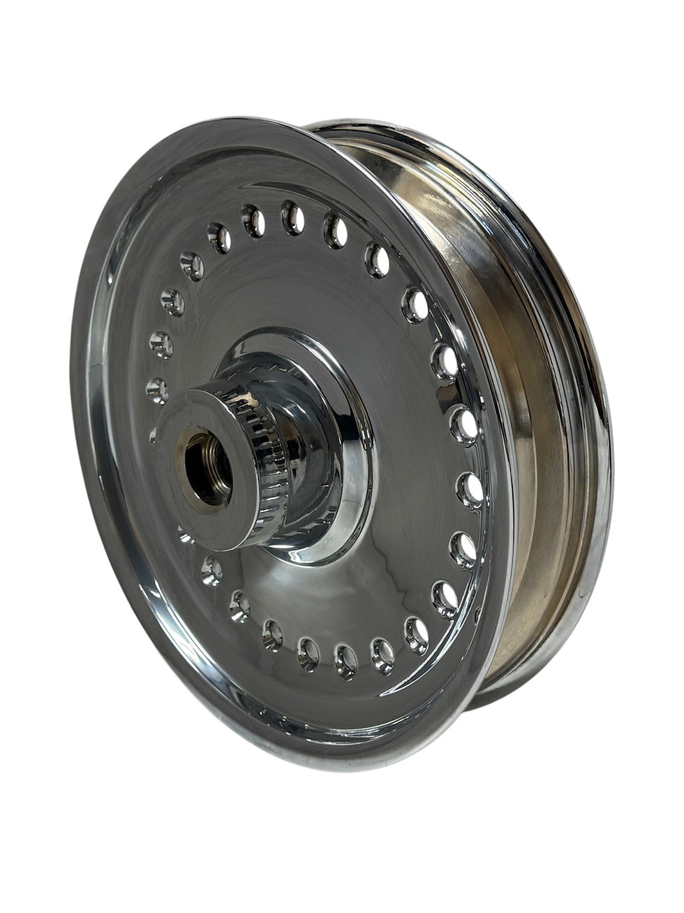 Thumbnail: Harley Lakester Style Rear Wheel Chrome Solid Disc 5-Bolt Softail Fat Boy