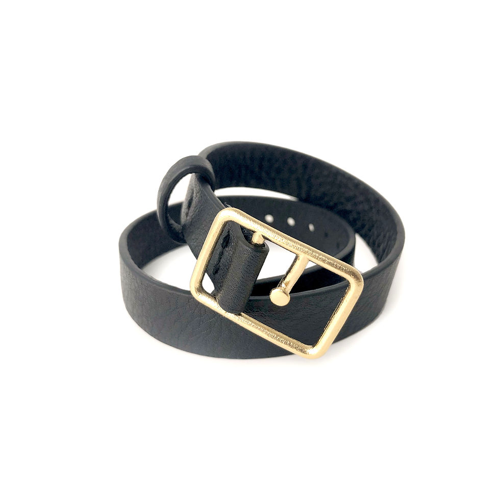 Thumbnail: Sasha Leather Bracelet Black & Gold