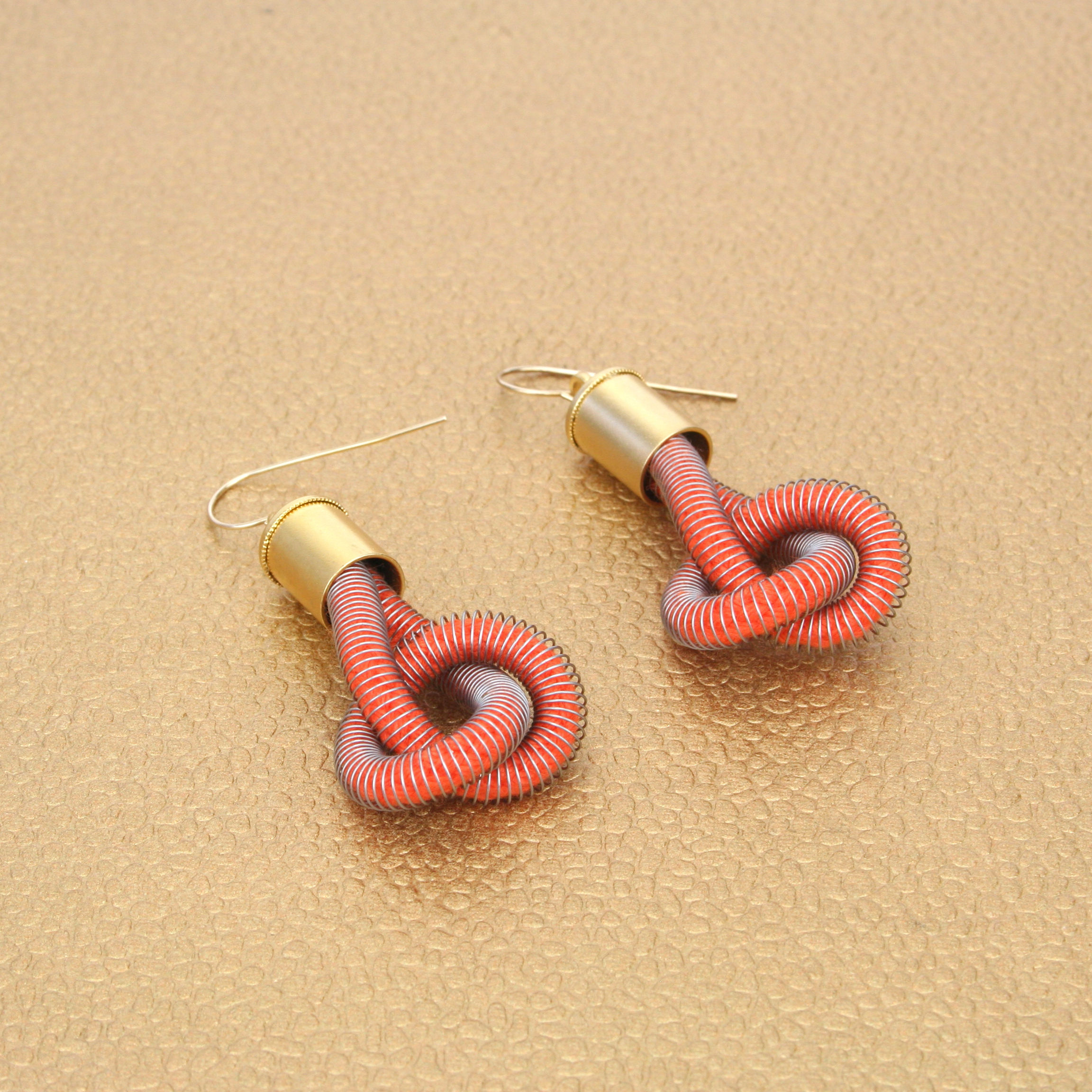 Anna Earrings Orange w Gold caps