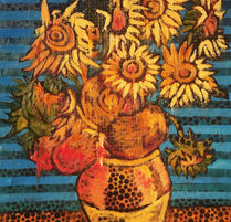 Expressive red, green, and yellow painting based upon Van Gogh's Painted loosely in the style of Oskar Kokoshka