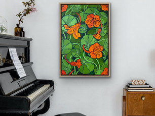 Nasturtiums painting with piano