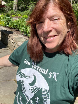 Pam showing off her limited edition T-shirt