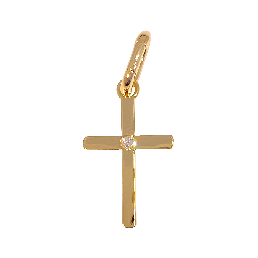 SHY CREATION 0.03CT DIAMOND BEZEL CROSS PENDANT