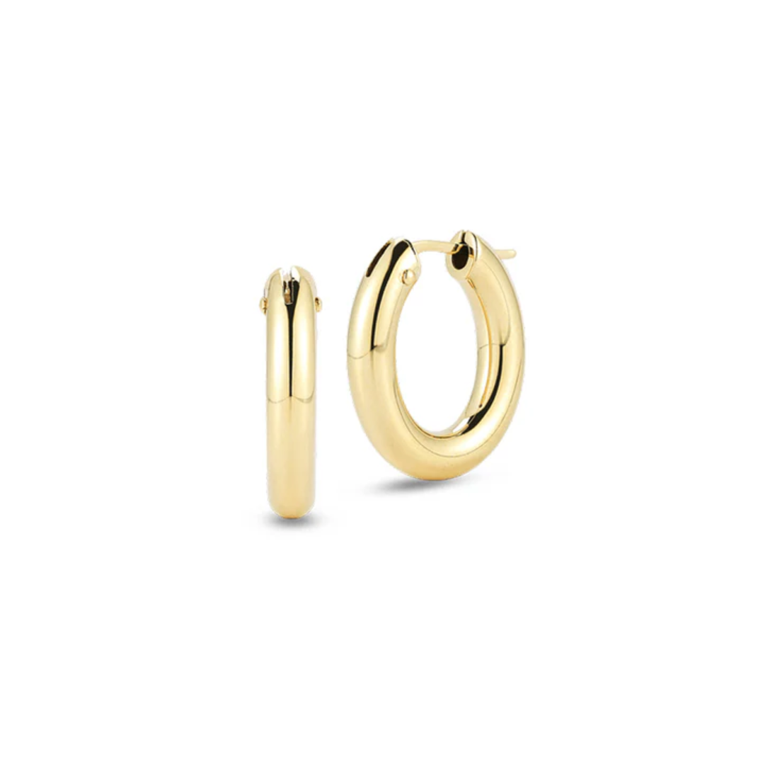 ROBERTO COIN 18K DESIGNER GOLD MEDIUM ROUNDED OVAL THE PERFECT HOOP® EARRINGS