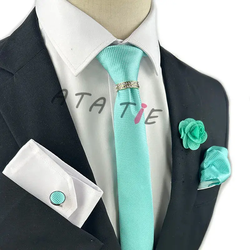 Thumbnail: Men's Ties for Silk Jacquard Woven Men Necktie Ring Brooch Cufflinks Hanky