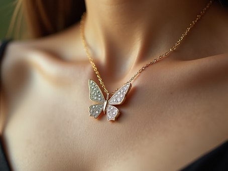 Unveiling Elegance: The Allure of 18k Real Gold Butterfly Pendant Necklace Adorned with Natural Diamonds