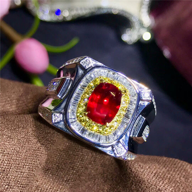 Thumbnail: 18k Gold 1.54ct Pigeon Blood Unheated Natural Ruby Ring