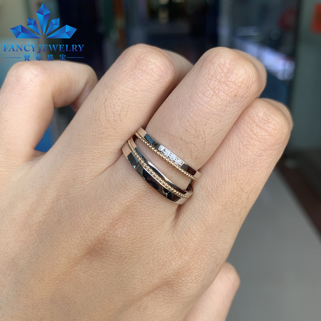 Bands Real 10K Two-Tone White and Yellow Gold Set Ring for Men and Women